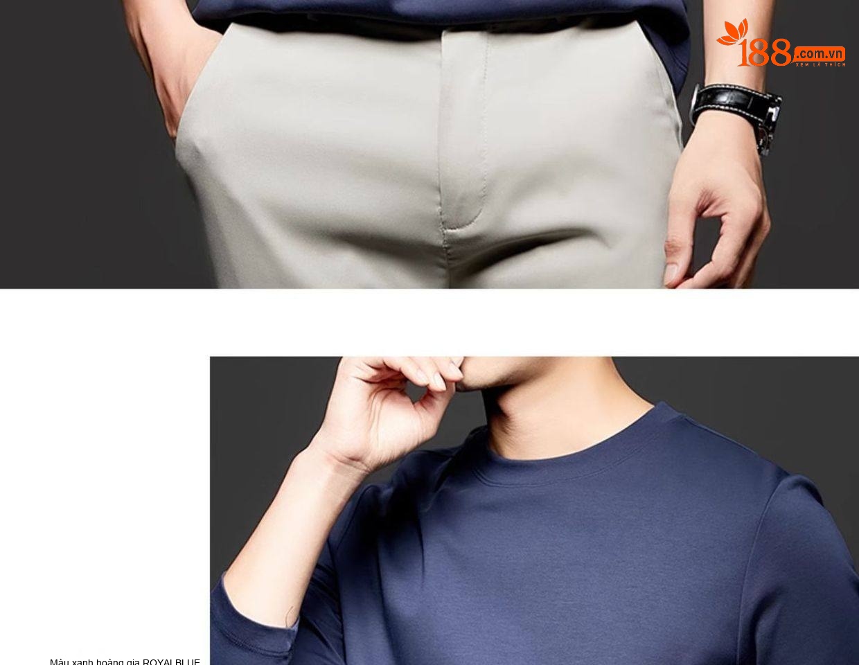 Áo Thun Dài Tay Nam Cotton Lụa Mềm Mại Form Rộng Màu Xanh Navy, Xám, Đen, Nâu chi tiết 28