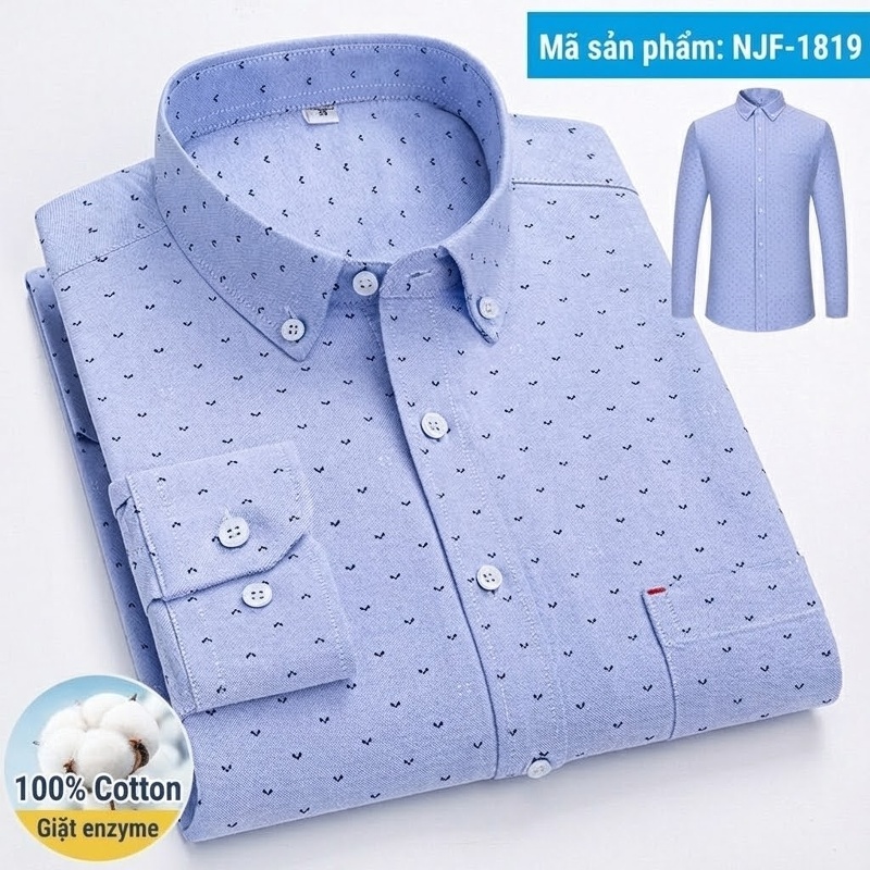 Áo Sơ Mi Tay Dài Cotton Oxford Dáng Rộng Thoải Mái Màu Trắng, Xám, Xanh, Đỏ...