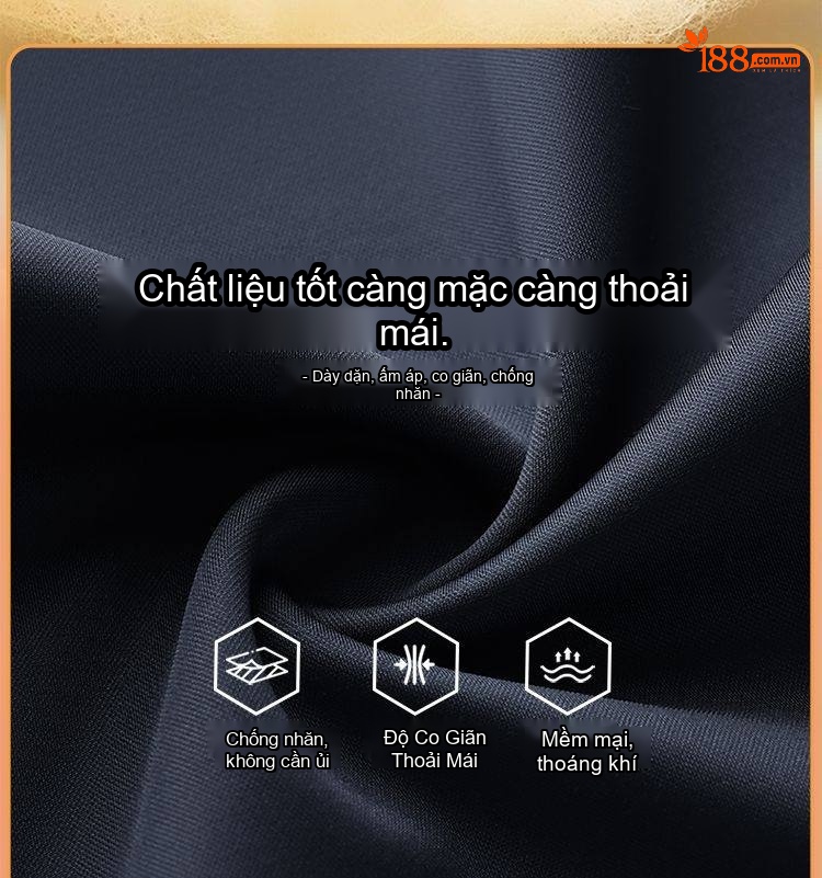 Quần Tây Nam Ống Đứng Mùa Thu Đông Chất Liệu Lông Cừu, Tơ Tằm Thoải Mái Co Giãn Màu Đen, Xám, Xanh Navy chi tiết 5