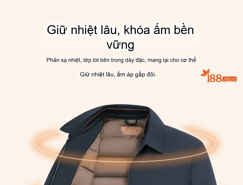 Áo Khoác Phao Nam Lông Vũ 90% Mới Giữ Ấm Phong Cách Doanh Nhân Màu Xanh Navy, Đen, Xám chi tiết 9