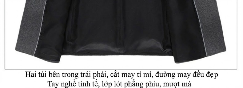 Áo Khoác Dạ Nam Dáng Dài Vừa Cổ chữ Vest Cài Nút Phong Cách Tối Giản Màu Đen, Xám, Nâu chi tiết 8