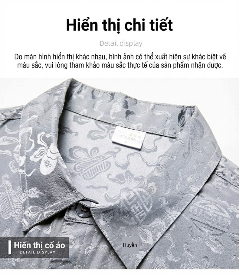 Áo Sơ Mi Nam Tay Ngắn 100% Tơ Tằm Trung Niên Có Túi Phong Cách Công Sở Màu Vàng, Xám, Đỏ, Đỏ Rượu Vang... chi tiết 21