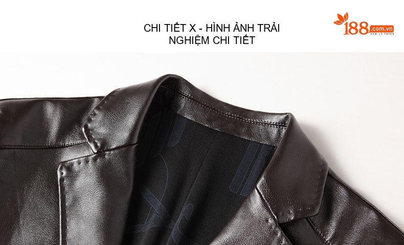 Áo Blazer Nam Da PU Phong Cách Lịch Lãm Màu Đen, Nâu chi tiết 12