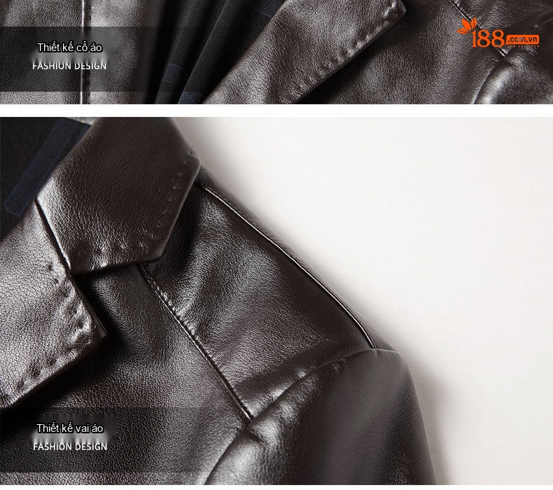 Áo Blazer Nam Da PU Phong Cách Lịch Lãm Màu Đen, Nâu chi tiết 13