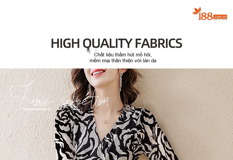 Váy Dài Nữ Xẻ Tà Họa Tiết Ôm Eo Phong Cách Quý Cô chi tiết 6
