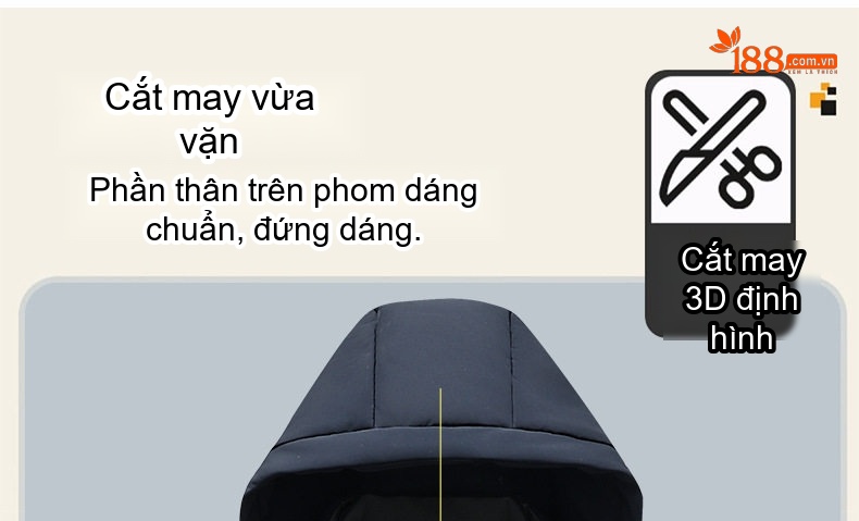 Áo Khoác Phao Nam 3in1 Lót Lông Vũ Trắng Dày Dặn Có Mũ Trùm Đầu Màu Xanh Navy, Đen, Xám chi tiết 4