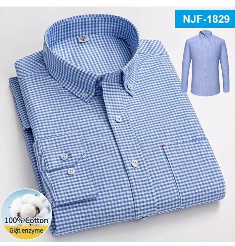 Áo Sơ Mi Tay Dài Cotton Oxford Dáng Rộng Thoải Mái Màu Trắng, Xám, Xanh, Đỏ... chi tiết 27