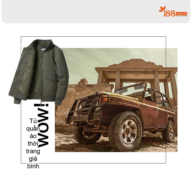 Áo Khoác Bomber Nam Cotton Dáng Rộng Phong Cách Bụi Bặm Màu Be, Xanh Navy, Nâu, Xanh Rêu... chi tiết 4