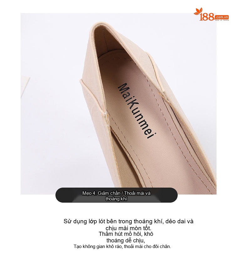 Giày Cao Gót Nữ Da Mềm Chiều Cao Đế Khoảng 6cm Kiểu Hàn Quốc Màu Đen, Kem chi tiết 10