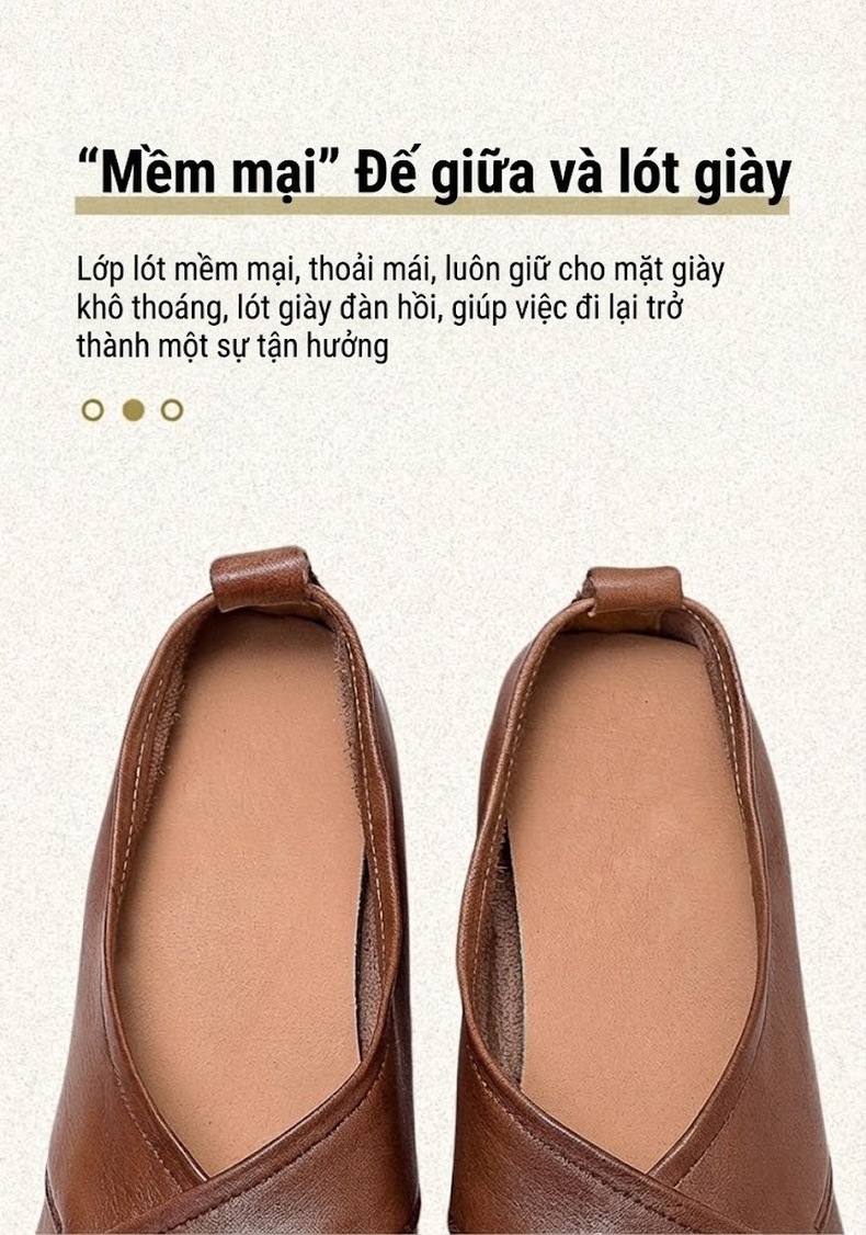 Giày Búp Bê Nữ Thiết Kế Cổ Điển Chiều Cao Đế Khoảng 1cm Màu Nâu, Vàng chi tiết 6
