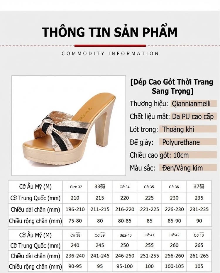 Dép Sục Nữ Quai Ngang Đế Xuồng Chiều Cao Đế Khoảng 8cm Màu Vàng, Đen chi tiết 3
