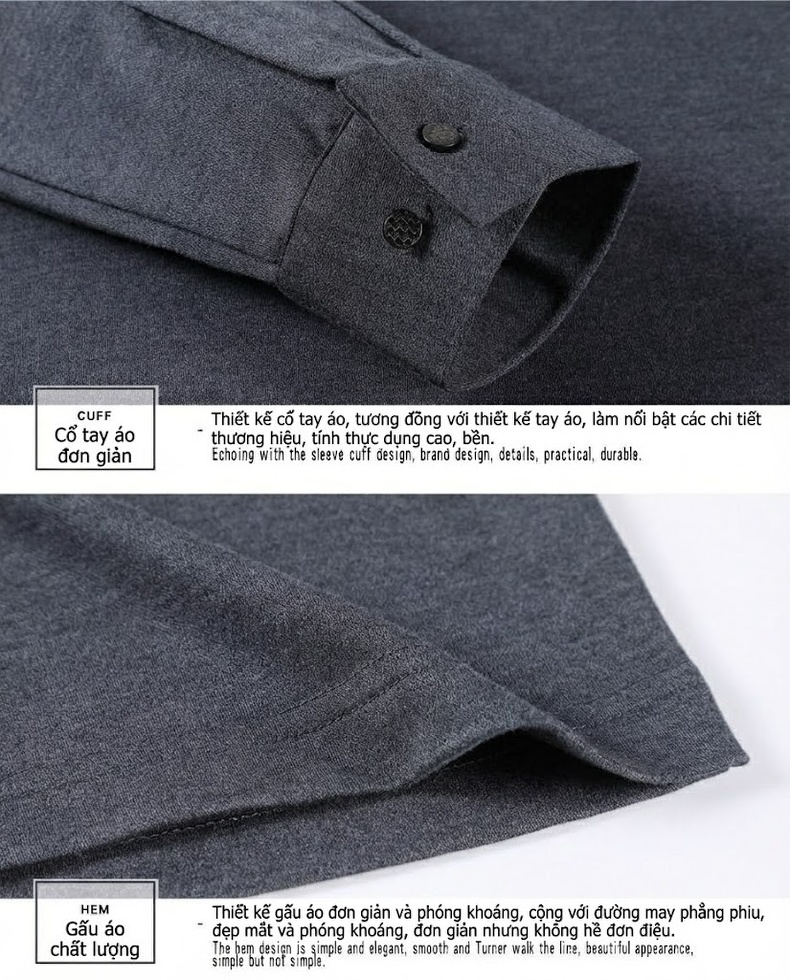 Áo Thun Polo Nam Tay Dài Cashmere Cổ Bẻ Phong Cách Doanh Nhân Màu Đen, Xám, Xanh Navy chi tiết 31