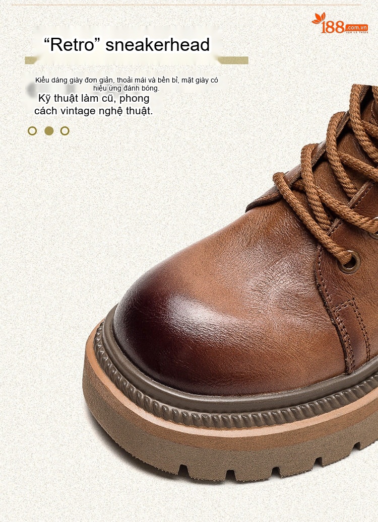 Boot Nữ Da Bò Cổ Ngắn Phong Cách Anh Quốc Chiều Cao Đế Khoảng 5cm Màu Nâu, Xanh chi tiết 4