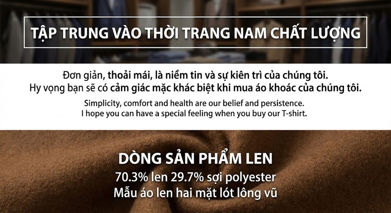 Áo Blazer Nam Len Lông Cừu Áo Vest Công Sở Thu Đông Lót Lông Vũ Màu Be chi tiết 3