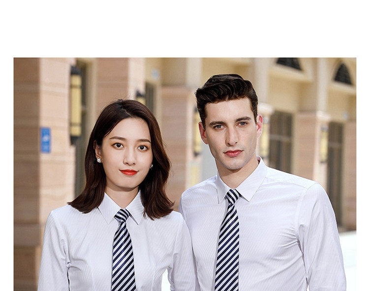 Áo Sơ Mi Dài Tay Nam Nữ Không Nhăn Phong Cách Công Sở Thêu Logo Màu Trắng, Xanh chi tiết 18