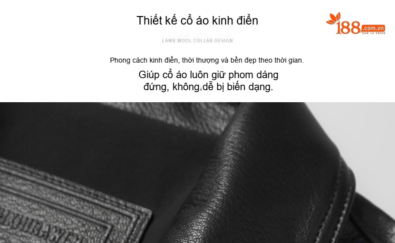 Áo Khoác Da Cừu Nam Cao Cấp Dáng Ngắn Cổ Bẻ Thời Trang Màu Đen chi tiết 3