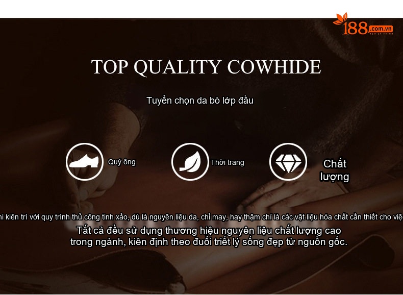 Giày Tây Buộc Dây Nam Da Bóng Chiều Cao Đế Khoảng 3cm Màu Đen, Nâu chi tiết 3