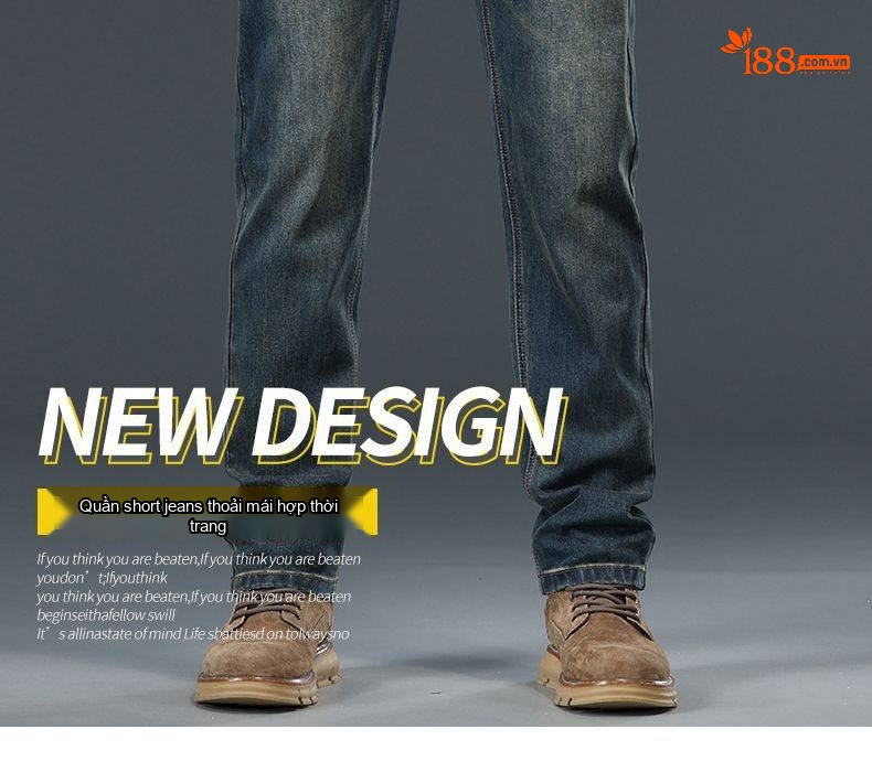Quần Jean Nam Ống Đứng Co Giãn Thoải Mái Dáng Suông Màu Xanh Denim chi tiết 2