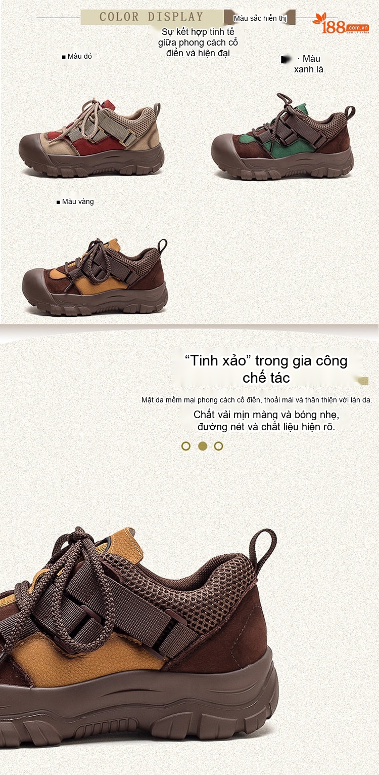 Giày Nữ Cột Dây Phối Màu Đế Dày Vải Dệt Chiều Cao Đế Khoảng 4cm Màu Nâu, Vàng, Đỏ, Xanh... chi tiết 2
