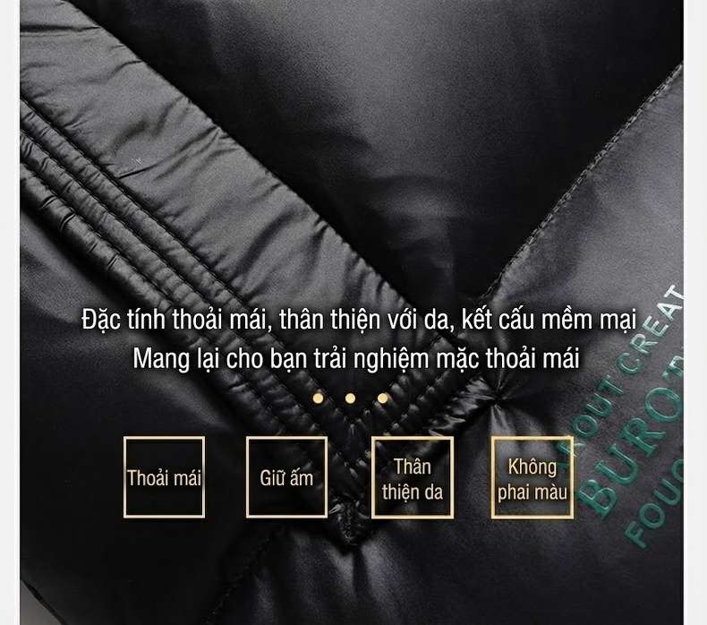Áo Khoác Phao Nam Dáng Ngắn Có Mũ Trùm Đầu Dày Dặn Ấm Áp Lót Lông Vịt Màu Đen, Đỏ chi tiết 7