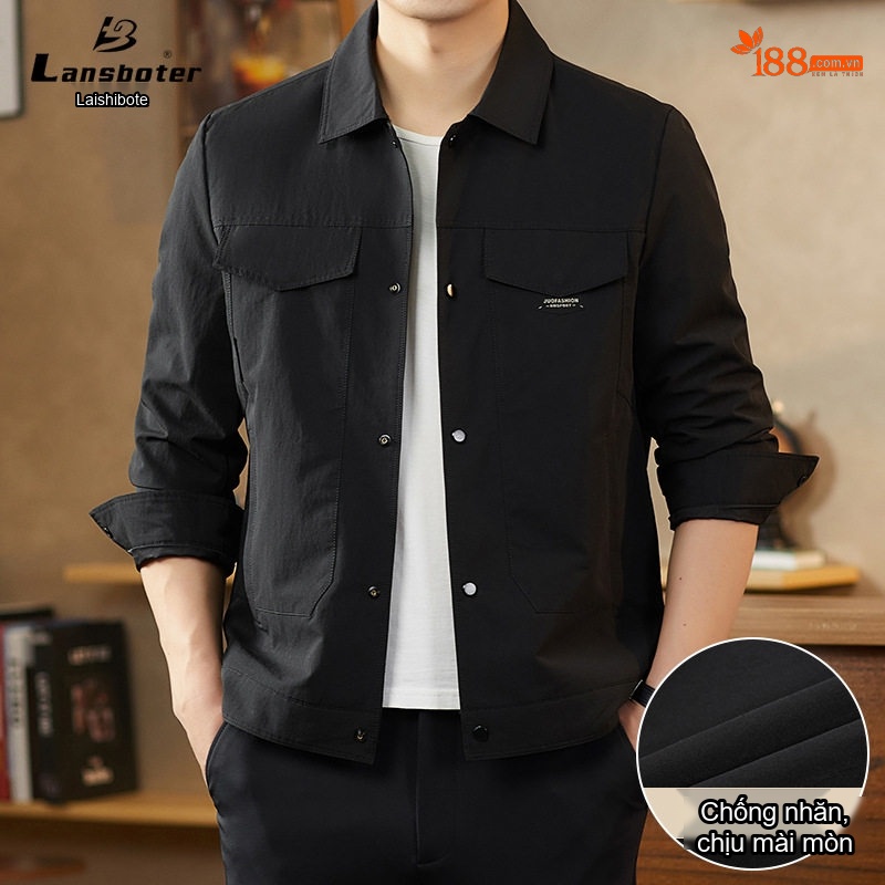 Áo Khoác Công Sở Nam Cổ chữ Vuông Phong Cách Casual Màu Đen, Xám
