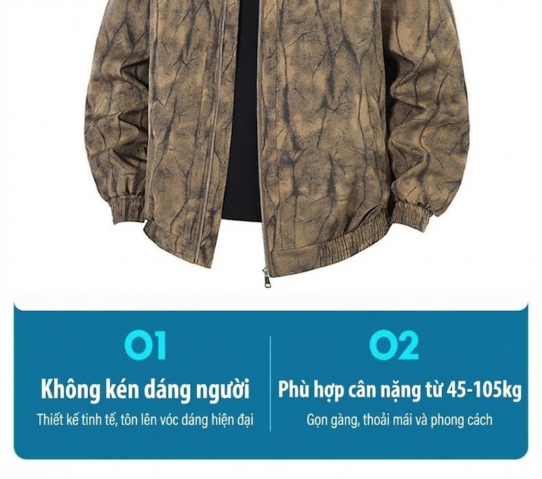 Áo Khoác Bomber Nam Phong Cách Lính Vải Dệt Mỏng Nhẹ Màu Rêu, Xám, Xanh Dương chi tiết 5