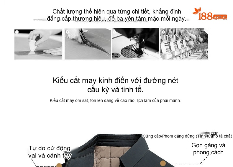 Áo Khoác Cotton Nam Cổ Bẻ Lót Lông Cừu Non Giữ Ấm Màu Đen chi tiết 3