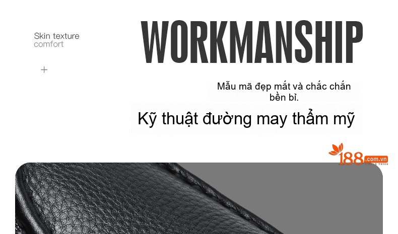 Giày Lười Nam Da Thật Chiều Cao Đế Khoảng 2cm Màu Đen, Trắng chi tiết 15