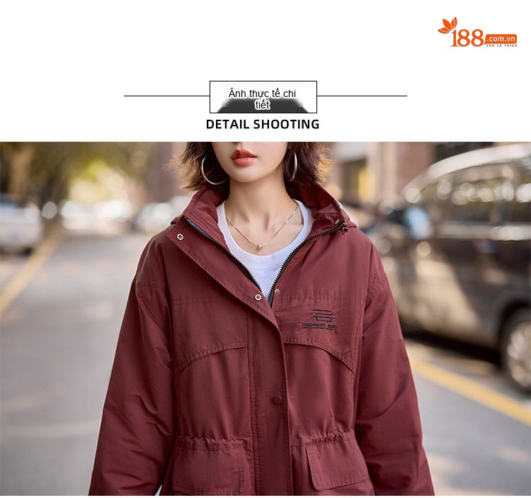 Áo Khoác Parka Nữ Cotton Lót Lông Dày Dặn Dáng Dài Giữ Ấm Màu Đỏ Ancola, Nâu, Đen chi tiết 22