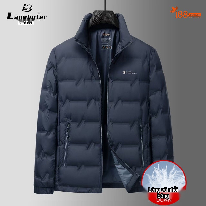 Áo Khoác Phao Nam Lông Vũ Dáng Ngắn Chống Gió Giữ Ấm Màu Xám, Xanh Navy, Đỏ Rượu, Đen
