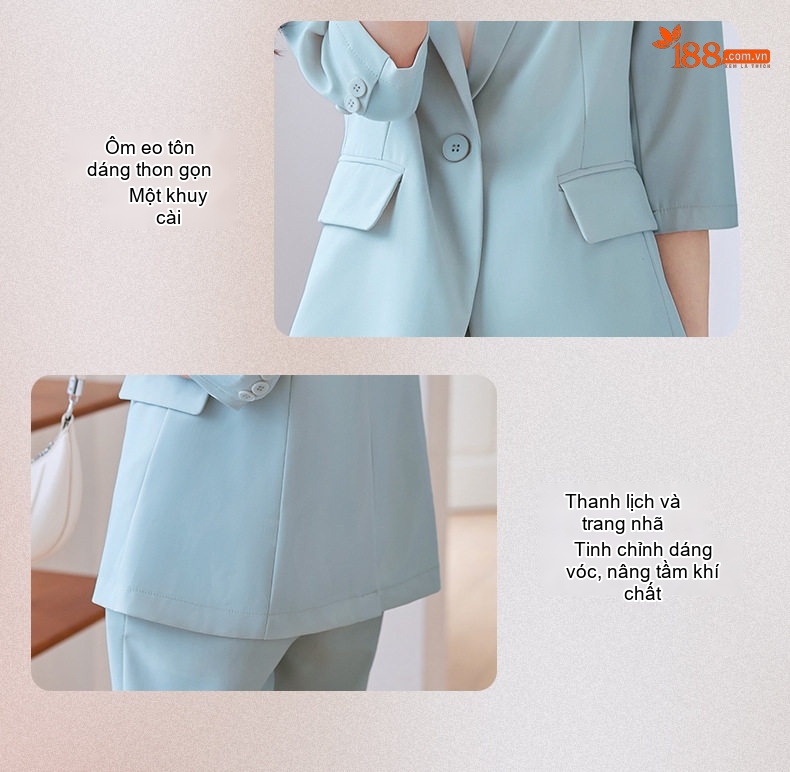Áo Vest Blazer Nữ Tay Lỡ Dáng Ôm Vừa Vặn Phong Cách Hàn Quốc Màu Hồng, Kem, Xanh, Đen chi tiết 9