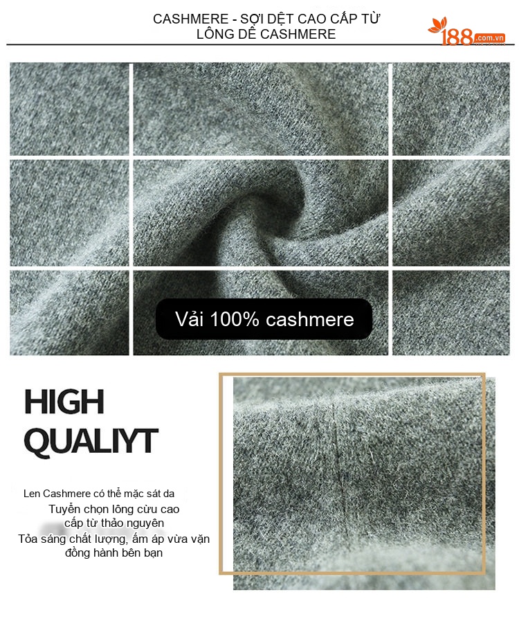 Áo Len Cổ Lọ Nam 100% Lông Cừu Dày Dặn Giữ Ấm Màu Be, Xám Đậm, Đen, Đỏ Rượu Vang chi tiết 5