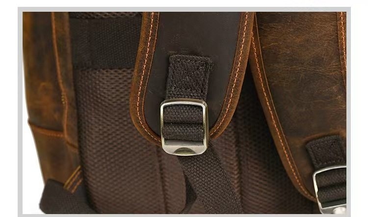 Balo Da Thật Mad Horse 15.6 Inch Dung Tích Lớn Phong Cách Retro Màu Nâu, Đen chi tiết 7