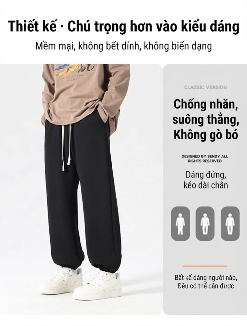 Quần dài nam ống rộng thu đông dáng thể thao phong cách Ins chi tiết 4