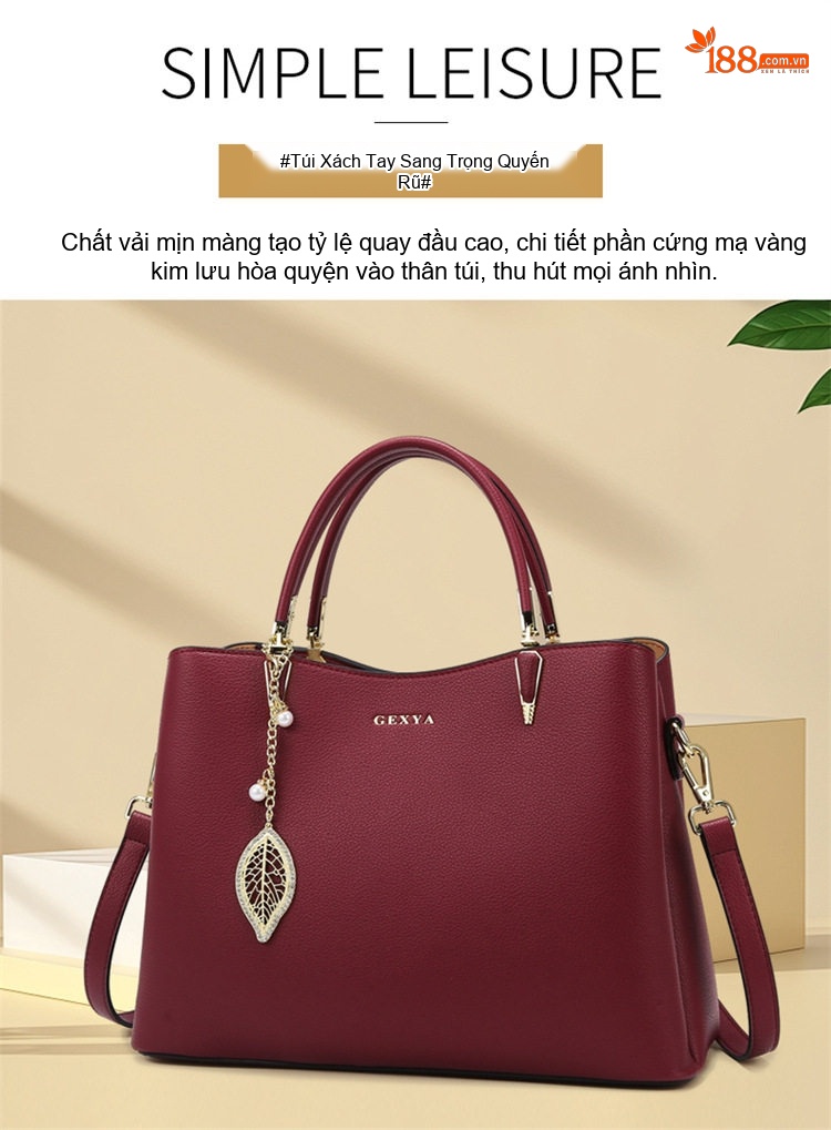 Túi Xách Tay Nữ Da Bóng Đựng Vừa A4 Phong Cách Đơn Giản Màu Đỏ, Đen, Xanh Dương, Nâu... chi tiết 1