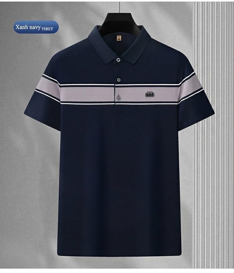 Áo Polo Nam Cotton Tay Ngắn Form Rộng Cổ Bẻ Thanh Lịch Màu Trắng, Xanh Đen, Xanh Navy chi tiết 19