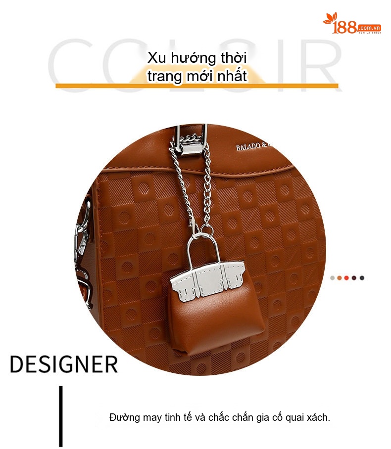 Túi Xách Tay Nữ Dập Vân Thời Trang, Túi Đeo Vai, Túi Đeo Chéo Da Bóng, Túi Lớn Màu Be, Đen, Nâu, Đỏ... chi tiết 10