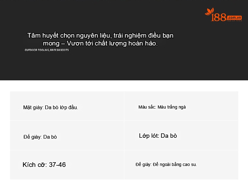 Boot Da Bò Cổ Cao Có Khóa Kéo Chiều Cao Đế Khoảng 3cm Màu Trắng chi tiết 2