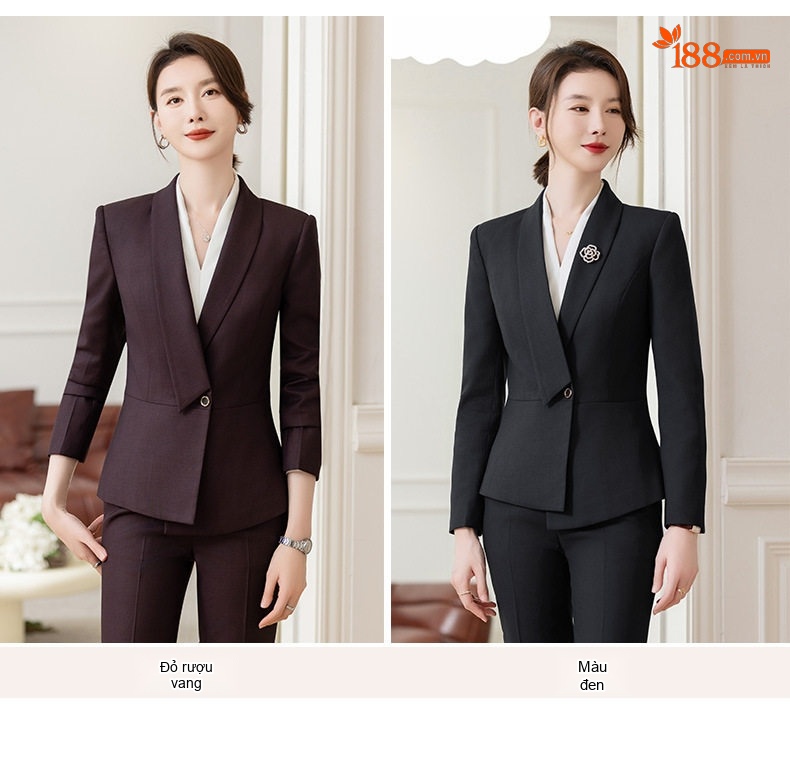 Bộ Vest Công Sở Nữ Cao Cấp Phong Cách Hàn Quốc Màu Xám, Xanh Navy, Nâu Đỏ chi tiết 6