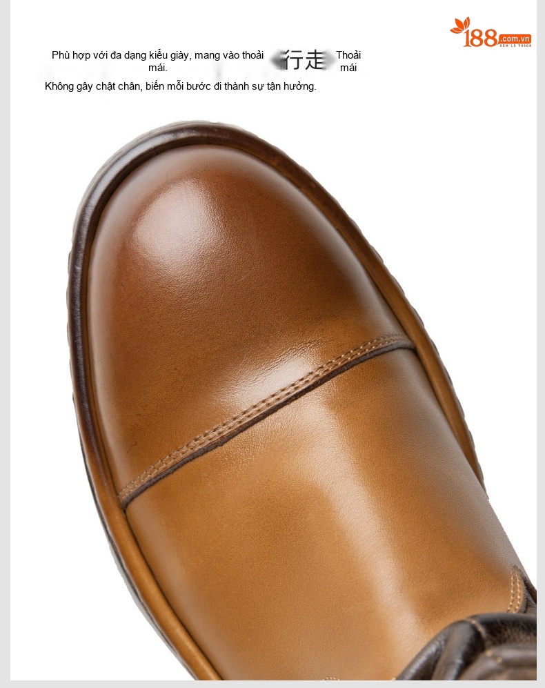Chelsea Boots Nam Da Bò Cổ Cao Phong Cách Anh Quốc Đế Dày Chiều Cao Đế Khoảng 4cm Màu Đen, Nâu chi tiết 8