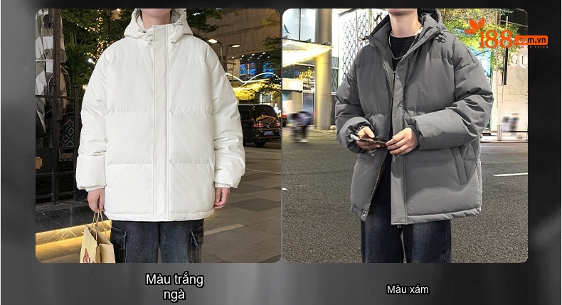 Áo Khoác Cotton Nam Nữ Dáng Rộng Có Mũ Trùm Đầu Dày Dặn Màu Đen, Trắng, Xám, Xanh... chi tiết 3