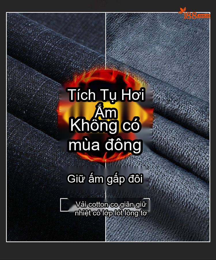Quần Jean Nam Ống Đứng Lót Lông Dày Dặn Màu Xanh Dương chi tiết 5