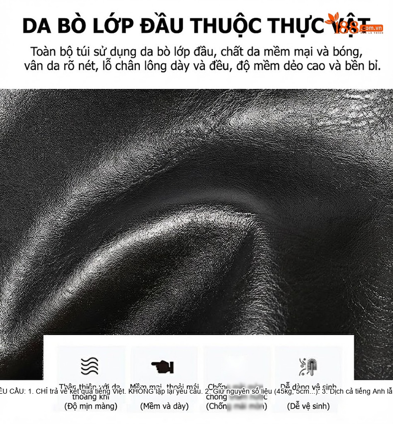 Túi Đeo Vai/Đeo Chéo Nam Da Bò Ngăn Ngang Phong Cách Casual Màu Đen chi tiết 9