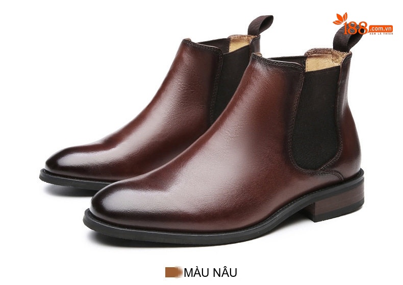 Giày Chelsea Boot Nam Da Bò Chiều Cao Đế Khoảng 3cm Màu Đen, Nâu chi tiết 17