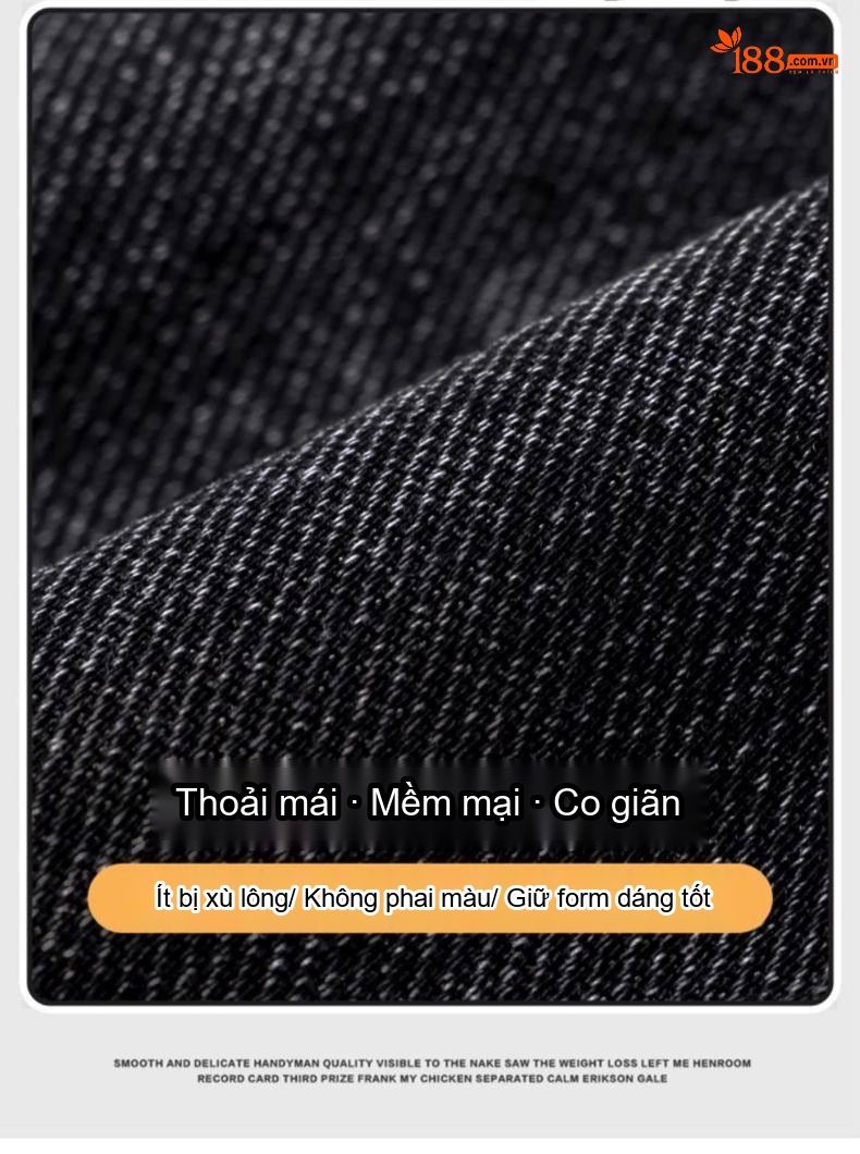 Quần Jean Nam Ống Đứng Co Giãn Thoải Mái Lót Lông Màu Đen, Xanh Đậm chi tiết 15