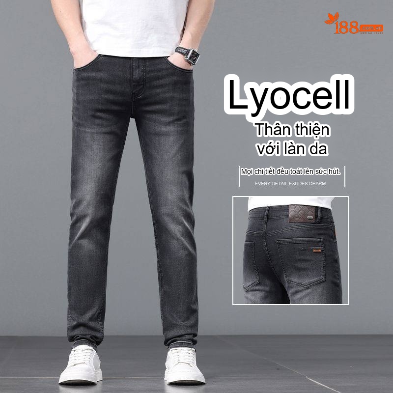 Quần Jeans Nam Ống Đứng Co Giãn Thoải Mái Màu Đen, Xám