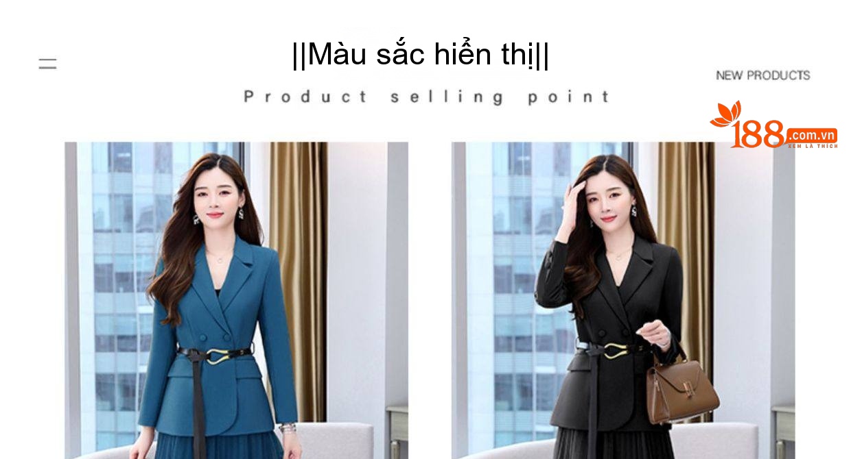 Bộ Vest Blazer Nữ Chân Váy Lưới Dáng Dài Thời Trang Thu Đông Màu Nâu, Đen, Xanh, Cam chi tiết 23
