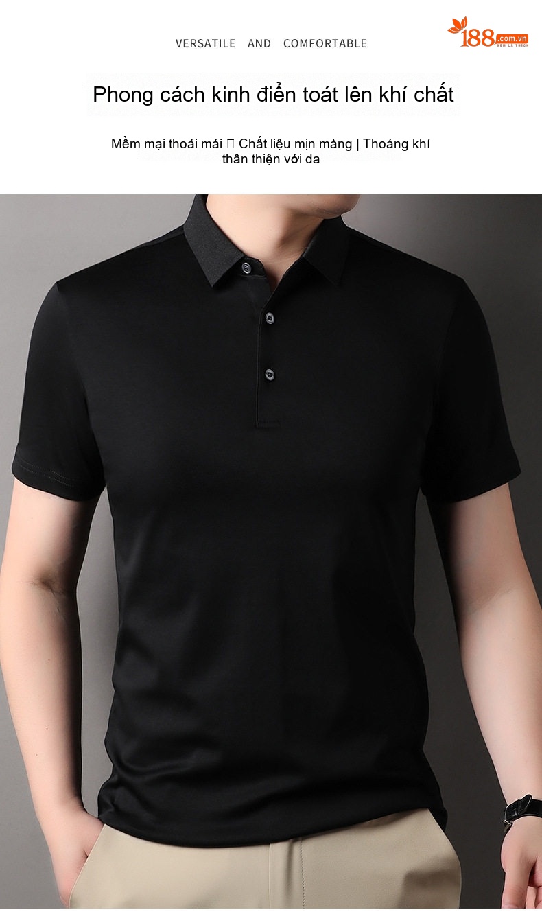 Áo Polo Nam Cotton Ngắn Tay Phong Cách Hàn Quốc Màu Xanh, Trắng, Xám, Tím... chi tiết 1