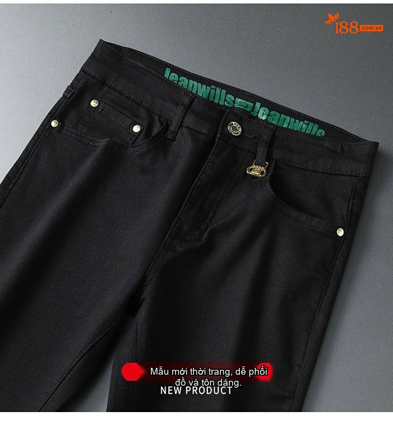 Quần Dài Nam Cotton Co Giãn Chống Thấm Nước Chống Bám Bẩn Chống Phai Màu Dáng Suông Màu Đen, Trắng chi tiết 10