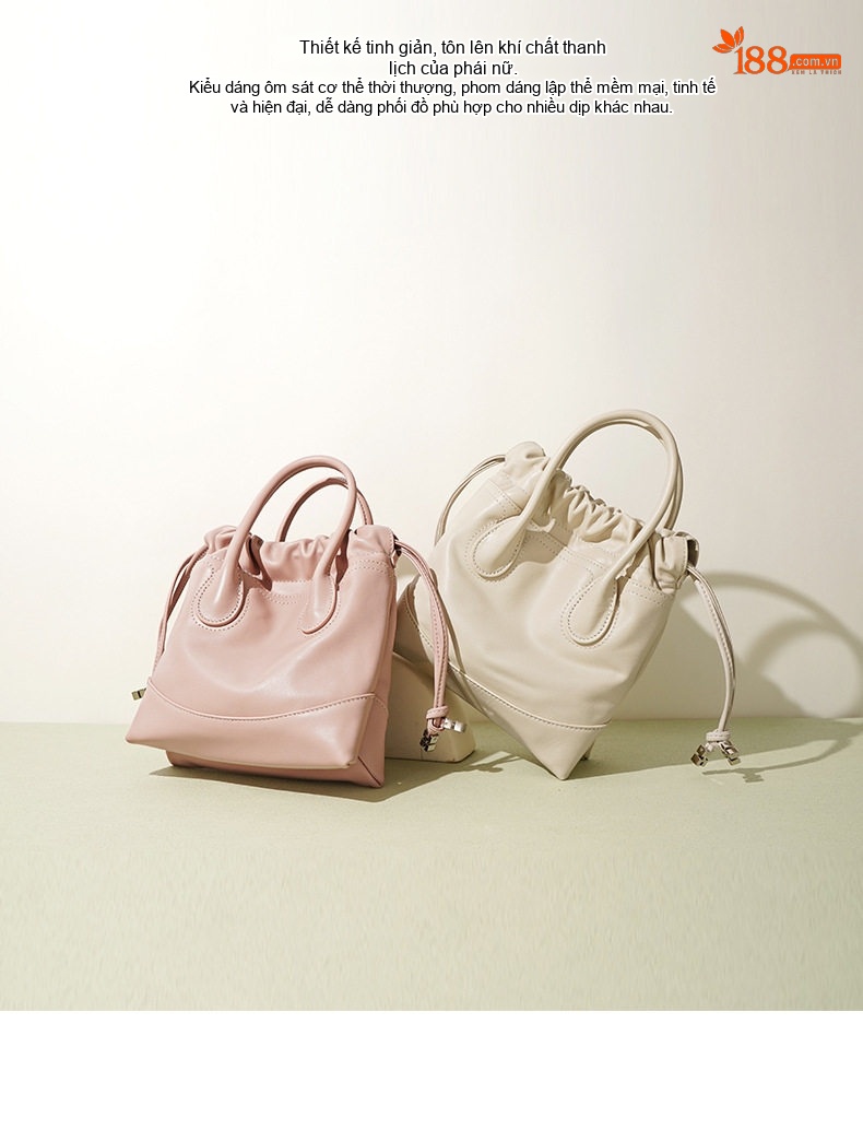 Túi Tote Da Bò Lớn Đựng Đồ Phong Cách Vintage, Túi Đeo Vai, Túi Đeo Chéo Da Mềm Màu Trắng Kem, Hồng, Đen chi tiết 2
